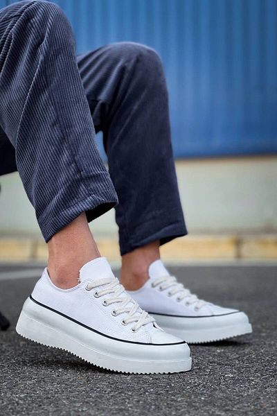 BOA Kb-Cx-3 Short White Linen White High Sole Sneakers