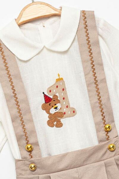 Minytrendy 1-4 Yaş Erkek Çocuk Doğum Günü Kıyafeti Salopet Gömlek Papyon Takım Doğum Günü Konsepti