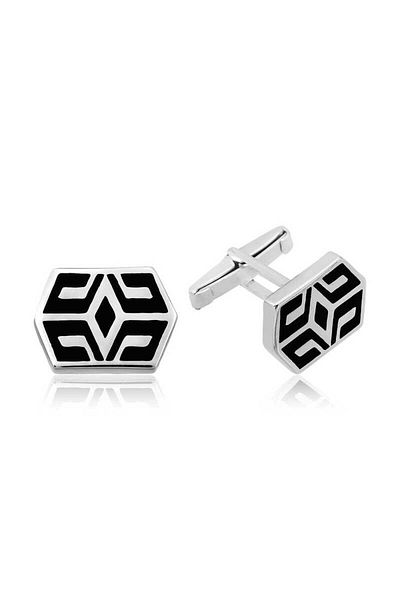 ECOME 925 Sterling Silver Patterned Cufflink