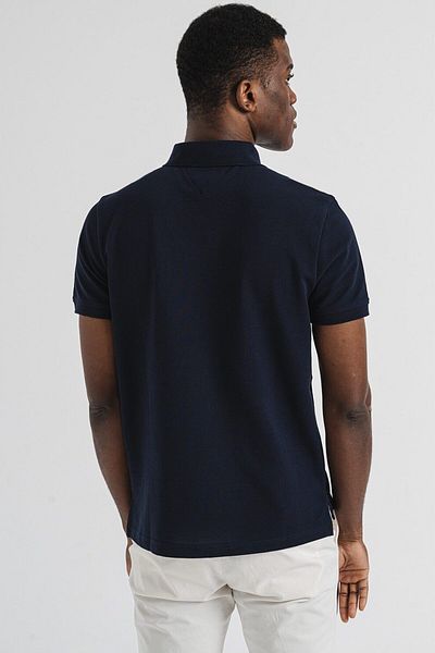 Tommy Hilfiger Men's Cotton Short Sleeve Regular Fit Stripe Line Detail Blue Polo Neck T-Shirt Mw0Mw38125-Dw5