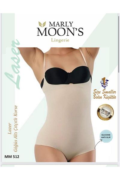 HS İÇ GİYİM Beige Thin Strap Slip Bady Corset – Laser Cut, Shaping Design Body Slimming Effect