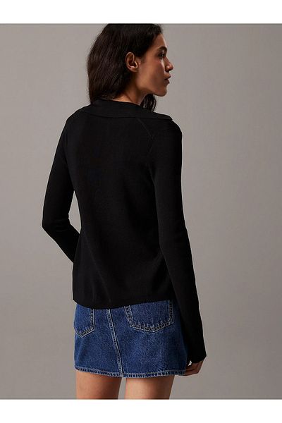 Calvin Klein Black Slim Fit Cardigan - Long Sleeve, Notched Neck, Button Closure J20J 224800 -Beh