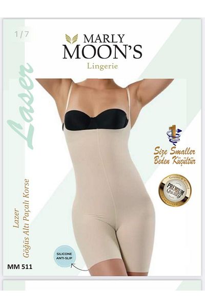 HS İÇ GİYİM Women's Above Knee Body Corset - Beige, Comfortable and Firming Model Body Slimming Effect