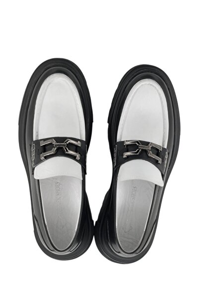 MİLONEK 20241308711 Erkek Günlük Loafer Tokalı Siyah-beyaz