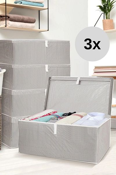 teknotrust 3 Pieces Box with Lid Storage Bag Mega Size 60*40*30* Multi-Purpose Box Storage Bag