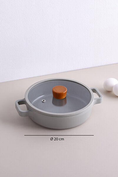 NEOFLAM Fika Glass Lid Aluminum Pan 20 cm Gray