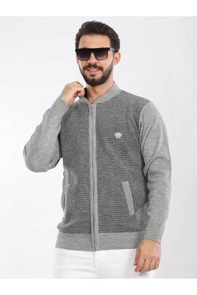 BERNEO Tricoturi pentru bărbați Dad Hunter, cu fermoar, cu guler lunar