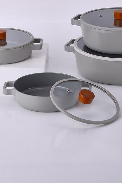 NEOFLAM Fika Glass Lid Aluminum Pan 20 cm Gray