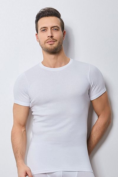 Svm Ανδρικό μπλουζάκι 2 τεμαχίων Rib Lycra με στρογγυλό γιακά