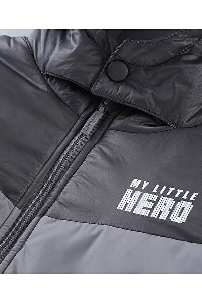 Babyoye Babyoye Quilted Metallic Full Sleeves Hooded Jacket - Grey