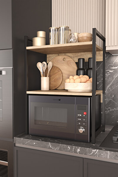 Pratico Truva 2 Raflı Mikrodalga Fırın Üstü Baharatlık Düzenleyici Raf Atlant...