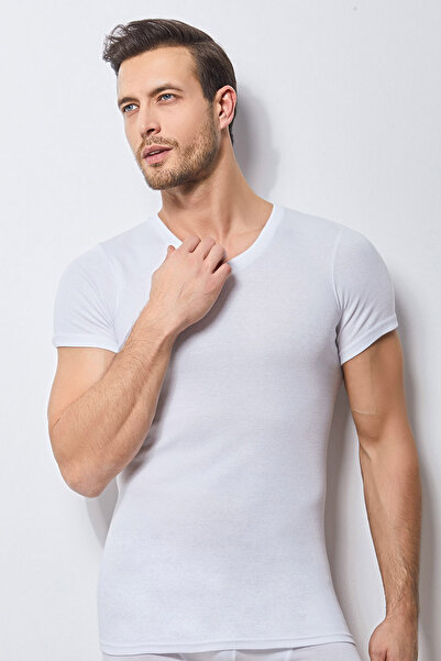 Svm Tricou bărbătesc cu decolteu în V cu nervuri din 6 piese