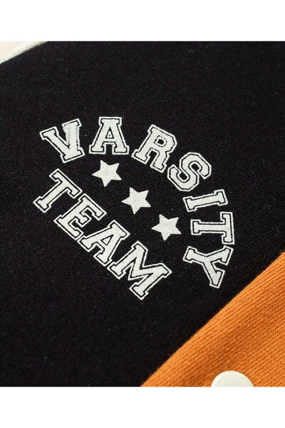 Bonfino Bonfino Boys 100% Cotton French Terry Full Sleeves Color Block Bomber Jacket With Front Applique