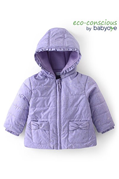 Babyoye Babyoye Full Sleeves Glitter Printed Jacket -Purple