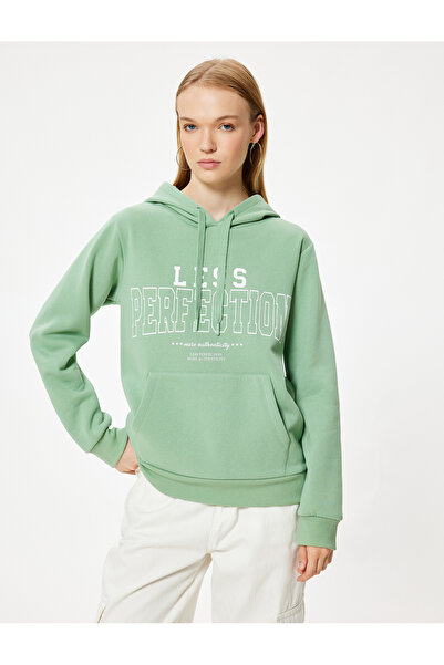 Koton Φούτερ με κουκούλα Oversize - Σλόγκαν εμπριμέ, τσέπη καγκουρό