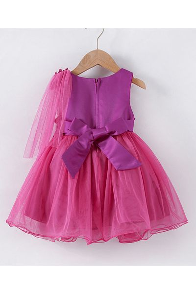 Kookie Kids Flower Applique Party Dress - Pink