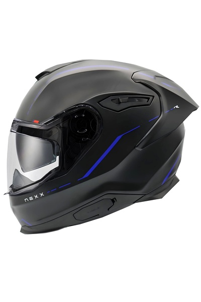 LS2 Y.100R REACT MAT SİYAH-MAVİ KASK XXL