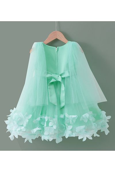 Kookie Kids Flower Applique Party Dress - Teal