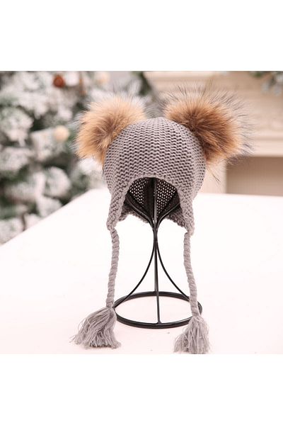 OEM Eva Hat with 2 Drool Pom Poms (Color: Gray)