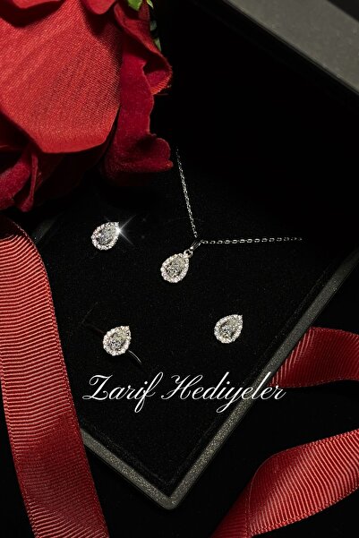 Hepimitu Damla Taşlı Tektaş Altın Set 14 Ayar