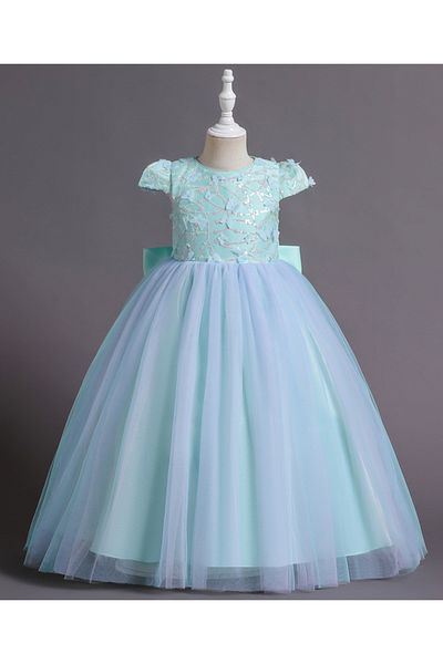 Kookie Kids Butterfly Embellished Party Gown - Blue