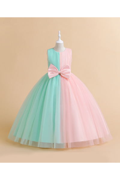 Kookie Kids Sleeveless Tutu Dress With 3D Bow Applique - Pink & Blue