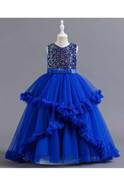 Kookie Kids فستان حفلات مزين بالترتر - أزرق