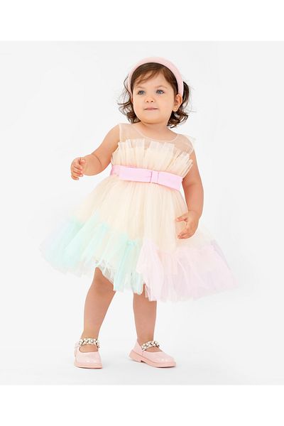 Kookie Kids Frill Bow Party Dress - Multicolor