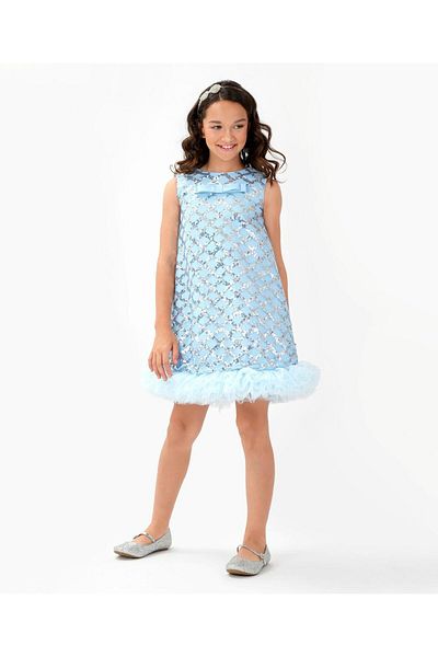 Kookie Kids Kookie Kids All Over Sequin Embellished A-Line Party Dress - Blue
