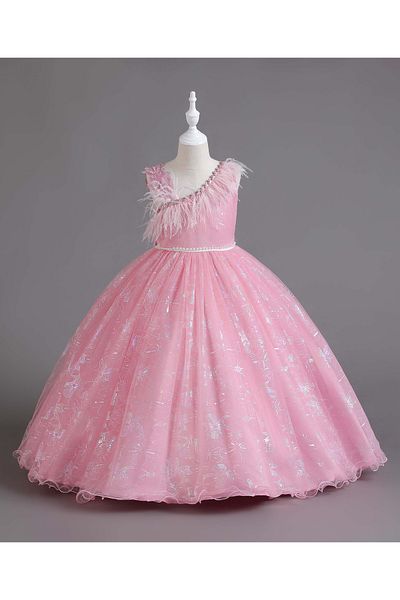 Kookie Kids Butterfly Applique Party Gown - Pink