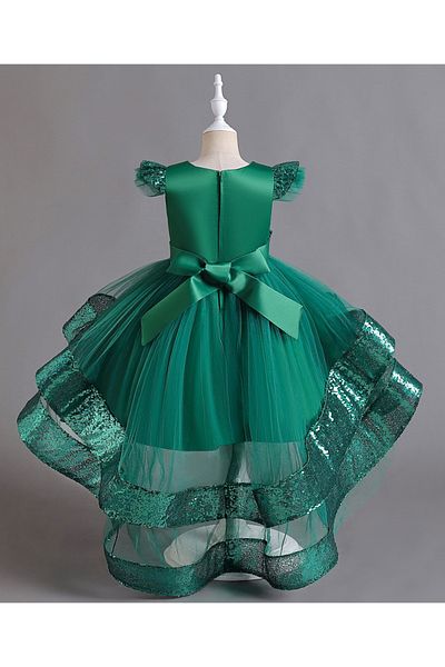 Kookie Kids Sequin Detail Dress - Green