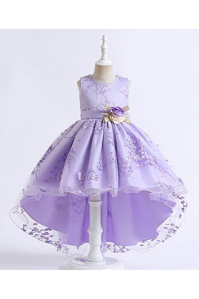 Kookie Kids Flower Applique Party Dress - Purple