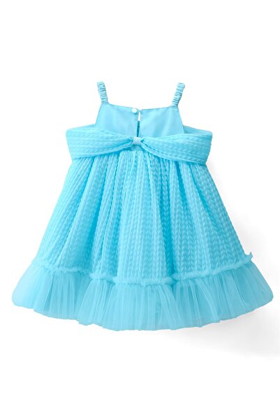 Babyhug Babyhug Sleeveless Pleated Mesh a Line Party Dress - Sky Blue