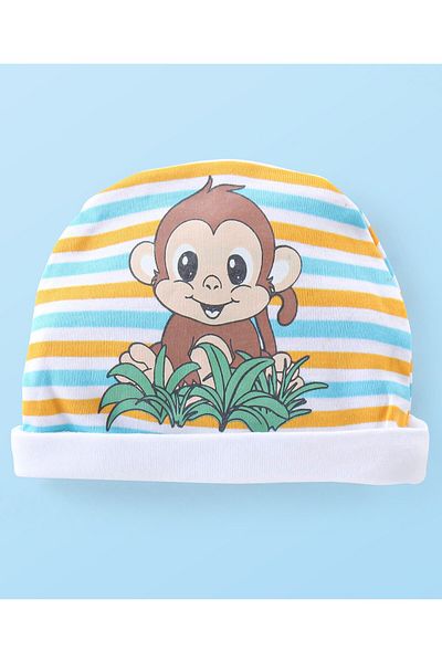 Babyhug قفازات وحذاء بطبعة قرد من القطن بنسبة 100% - متعدد الألوان