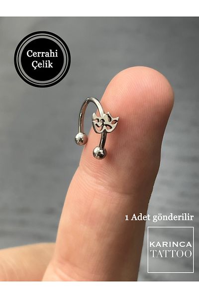 Karınca Piercing Theater Mask Tragus Helix Flat Conch Ear Ring Piercing