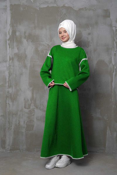 Mine'nspolo Embroidery Detailed Skirt and Blouse Hijab Set