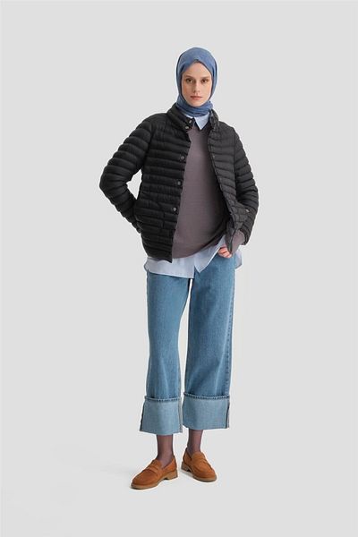 Armine Μαύρο λεπτό καπιτονέ παλτό - 24kd7524