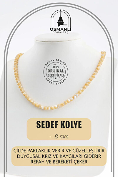 OSMANLI DOĞAL TAŞ قلادة من الحجر الطبيعي بتصميم 6 مم من عرق اللؤلؤ