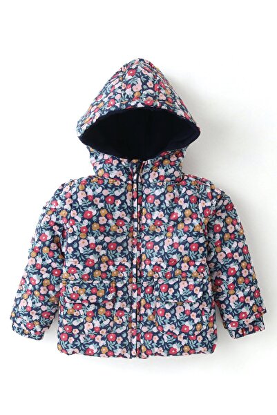 Babyhug Babyhug Woven Full Sleeves Jacket With Hood & Floral Print - Purple