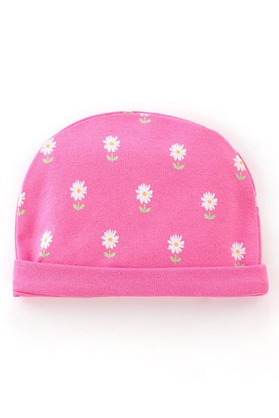 Babyhug 100% Cotton Cap Mittens & Booties Floral Print - Pink