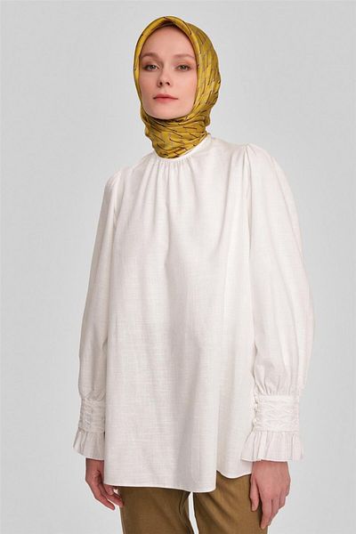 Armine Design alb cu mâneci Gipeli - 24y3533