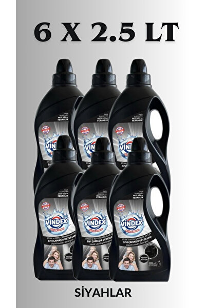 Vindex Sıvı Çamaşır Deterjanı Siyahlara Özel 2.5 Litre x 6 Adet