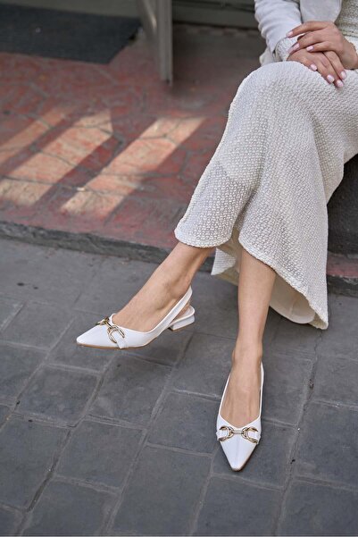 Madamra Bílé dámské baleríny s detailními detaily