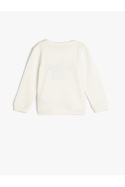 Koton Embroidery Detailed Long Sleeve Cotton Raised Basic Sweatshirt