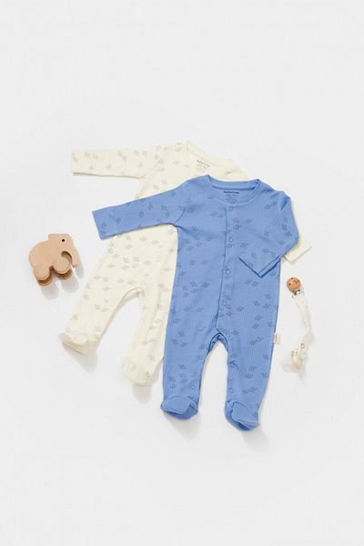 BabyCosy Set 2 salopete lungi Printed, BabyCosy, Ecru/Lavanda, 3-6 luni