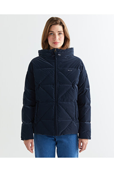 Gant Kadın Lacivert Kapüşonlu Kapitone Mont