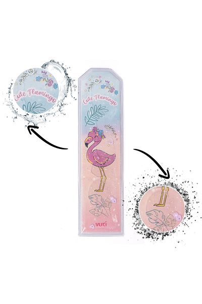 VUKİ Semn de carte cu sclipici cu model flamingo