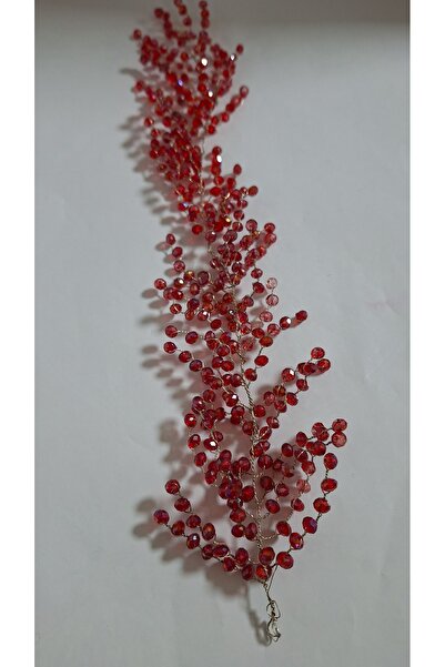 Uslu Çeyiz TEL ,KIRMIZI BONCUKLU  Gelin Saç Ve Türban ya da günlük kullanım s...