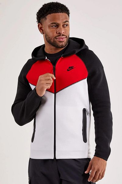Nike Tech Fleece Full Zip Windrunner με καπάκι Unisex Hoodie Λευκό Κόκκινο Μαύρο