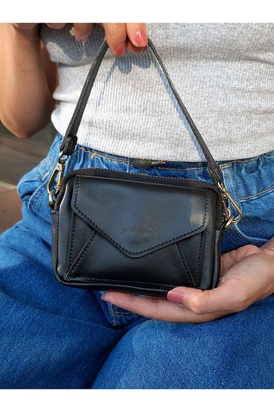 yedideri Stylish Black Zippered and Snap Fastener Coin Compartment Wallet Card Holder Accessory